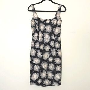 An Original Milly of New York Sunflower Midi Dress in Navy and Cream
